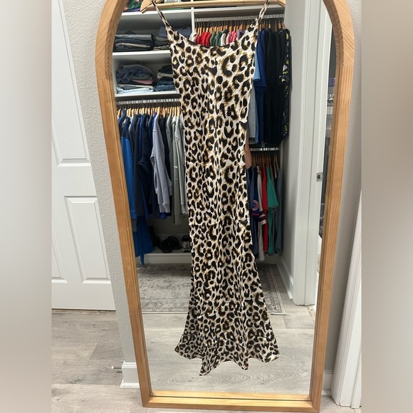 Anthropologie Conditions Apply Elva Slip Midi Dress in Leopard Print - Picture 2 of 9